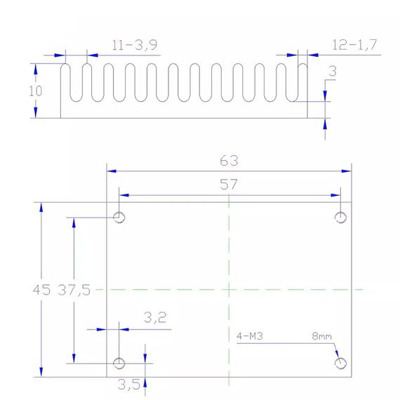 Радиатор для шим PWM bldc регулятора 63*45*10мм | Зображення 2