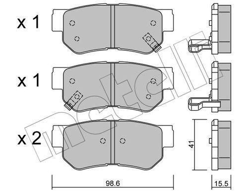 Колодки гальмівні задні Hyundai Tucson 04- Santa Fe Getz Sonata 98-12 Kia Sportage Carens 04- 22-0365-0 | Зображення 1
