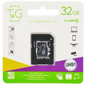 Карта памяти T&G (UHS-1) microSDHC Class 10 - 32GB (с адаптером) Черный
