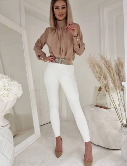 Женская нарядная легкая блуза с длинным рукавом софт NA971 цвет бежевый размер 46/48 | Зображення 3
