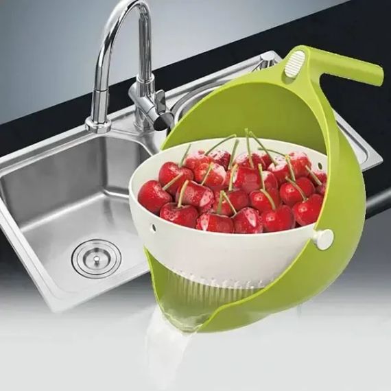 Универсальная миска – друшляк Mesh Strainer Drain Basket ∙ Хозяйственная силиконовая корзина со сливом 2в1 | Зображення 1