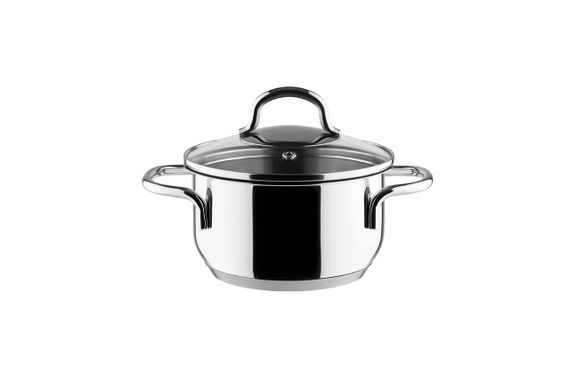 Каструля Vinzer Techno 50076, 0.7 л, 12 см, з нержавіючої сталі з кришкою, для всіх типів плит | Зображення 1
