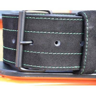 Атлетический пояс MadMax MFB-301 Suede Single Prong шкіряний Black/Green XXL (MFB-301_XXL) | Зображення 8