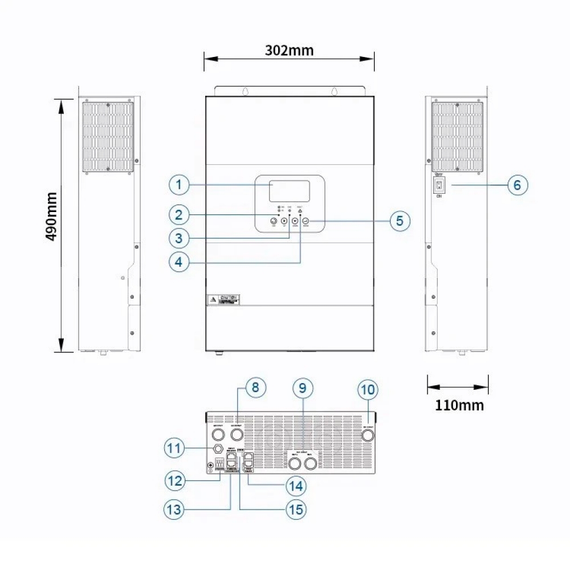 Гибридный инвертор 5.5 кВт Daxtromn SC-HFK-5500-48, 48 В, ток заряда 100 А, для АКБ LiFePO4, Li-ion, Lead-acid | Зображення 5