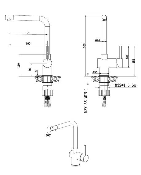 Кухонний змішувач Fabiano FKM 45 SS Antracit 8232.401.0190 | Зображення 2