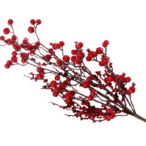 Декоративна гілка з червоними ягодами, 62см