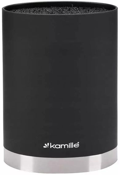 Підставка Kamille Black&Silver, колода для ножів 16х7х22см з поліпропіленовим наповнювачем