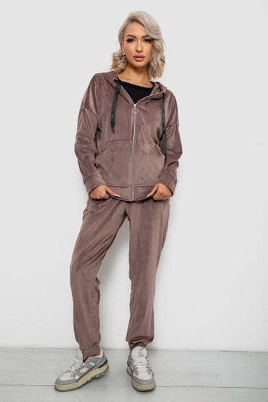 Спортивный костюм женский велюровый, цвет мокко, 257R4119 | Зображення 1