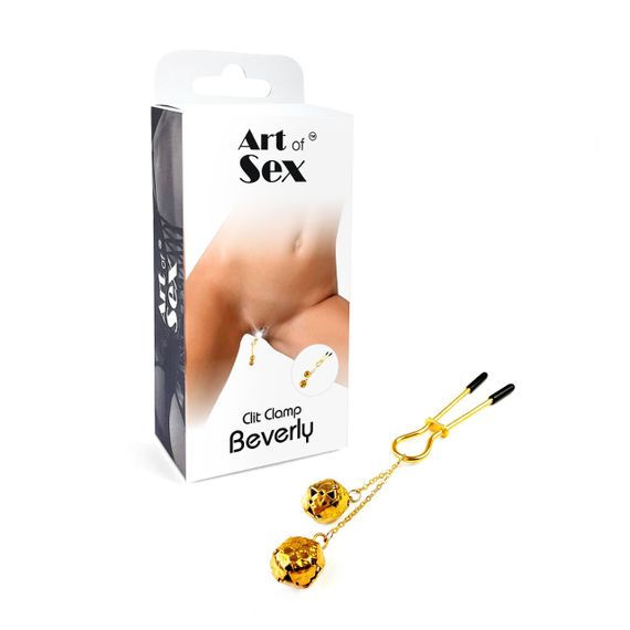 Затискач для клітора з бубонцями Art of Sex - Beverly clit clamp, Золото | Зображення 3