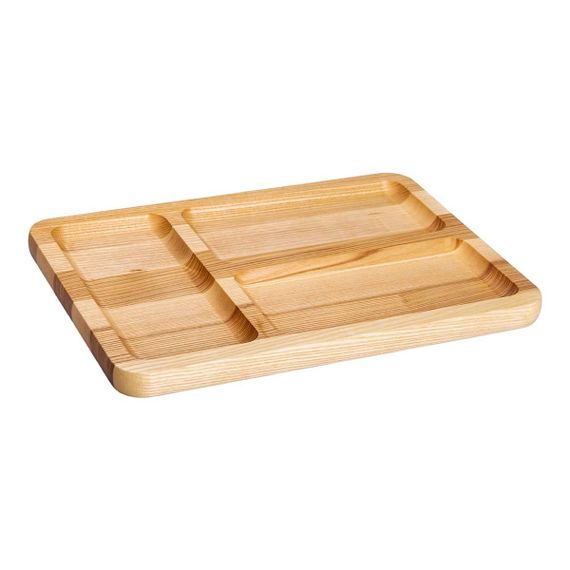 Дошка для подачі дерев'яна 30×20 см прямокутна на 3 секції, ясен T31W200 | Зображення 2