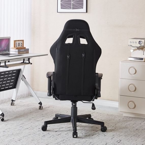 Крісло геймерське з тканини Bonro Бонро B-142 чорно-сіре + 2 подушки (42401117) | Зображення 4