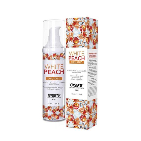 Массажное масло EXSENS Organic White Peach 50 мл разогревающее, без сахара, без парабенов, съедобное Sex Aura