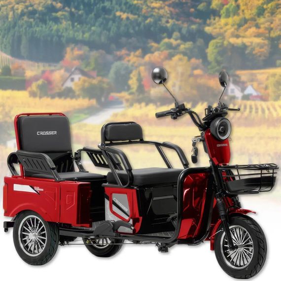 Электротрайк Crosser Transit TR-5 LFP 1500W 76.8V 30Ah, грузовой трехколесный электроскутер до 80 км, LiFePO4, 3 места Червоний | Зображення 4