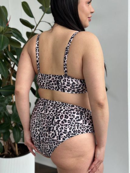 Жіночий роздільний леопардовий купальник  PLUS SIZE з поролоновою чашкою | Зображення 1