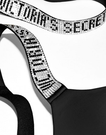 Женский комплект нижнего белья Victoria`s Secret Виктория Сикрет Модель Rhinestone со стразами  черного цвета | Зображення 3