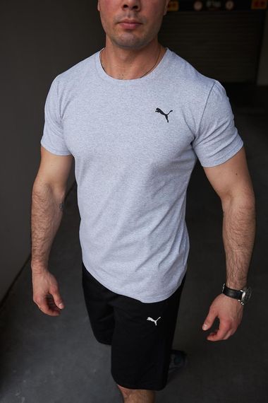 Комплект чоловічий Puma: футболка сіра + шорти чорні (9861453062) | Зображення 1