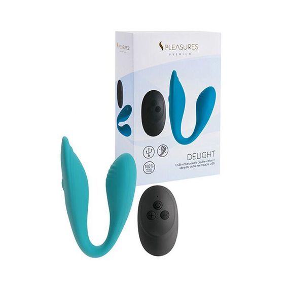 Подвійний вібратор S Pleasures Premium Delight, бірюзовий, для клітора та точки G, 10 режимів Sex Aura | Зображення 3