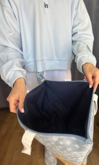 Женская большая пляжная сумка одно отделение на молнии AV013 размер 40/36, серая | Зображення 4