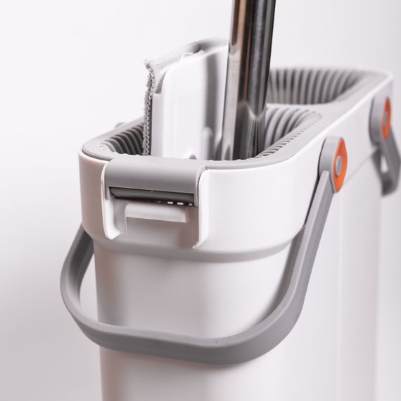 Швабра з відром для миття підлоги з віджимом, плоска насадка з мікрофібри, набір для прибирання дому HP-35015-18 | Зображення 5