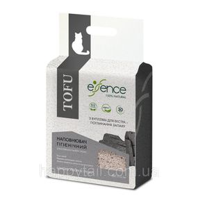 Наполнитель гигиенический Essence мм для кошачьего туалета для экстра поглощения запаха натуральный из тофа с углем гранула 1-