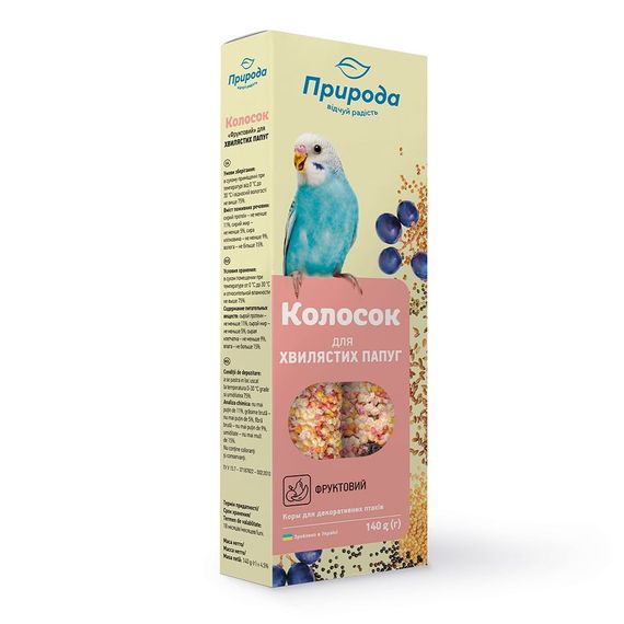 Ласощі Природа Колосок для хвилястих папуг фруктовий 140 г