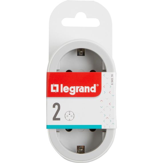 Мережевий розгалужувач LEGRAND СТАНДАРТ 2х2К+З фронтальні розетки , колір Білий/Сірий (694516) | Зображення 3