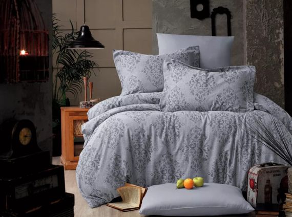 Постільна білизна євро Arya Vogue Органік Жаккард Siv AR-A107264 200х220 см
