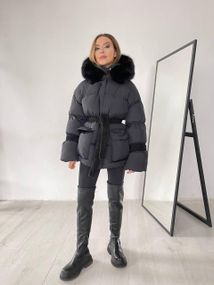 Женский пуховик Cresh Puffer со сьемным капюшоном черный S-M