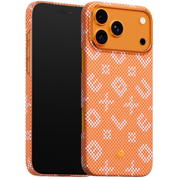 TPU+PC чохол Blueo Gilded Tactile Woven with MagSafe для Apple iPhone 17 Pro (6.3") Orange | Зображення 2