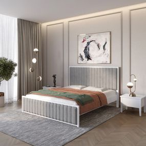 Односпальне дерев'яне ліжко Mebigrand Відень Сіро-блакитний (S2010R80B)/Аляска 93 (Сірий) 80х200 см (MBG-10935)