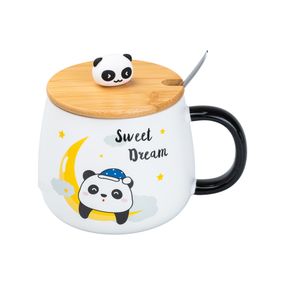 Чашка  керамічна Panda 450 мл з кришкою та ложкою, sweet dream