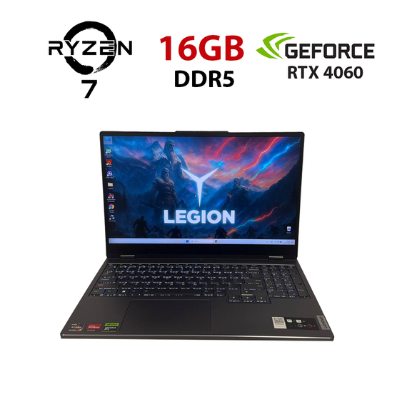 Игровой ноутбук Б-класс Lenovo Legion 5 15ARP8 / 15.6" (2560x1440) IPS / AMD Ryzen 7 7735HS (8 (16) ядер 3.2 - 4.75 GHz) / 16 GB DDR5 / 512 GB SSD / nVidia GeForce RTX 4060, 8 GB GDDR6, 128-bit / WebCam б/у