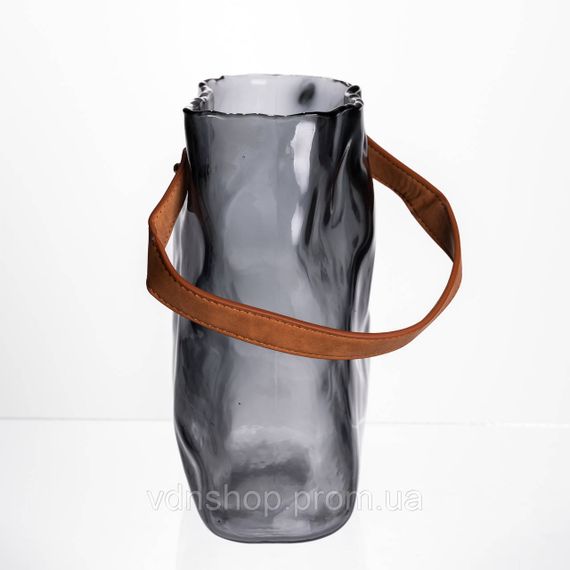 Подарочная стеклянная ваза сумочка с ручкой 18×9×25 (см) декоративная Серый HP-19-157-2 | Зображення 2