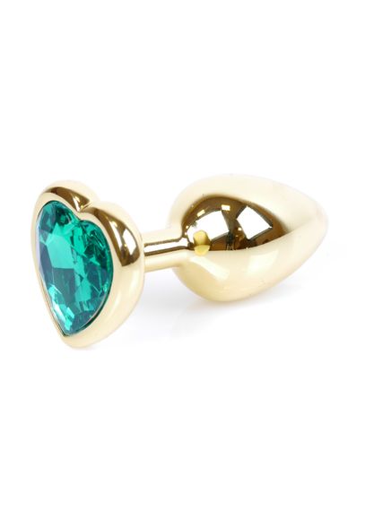 Анальна пробка - Jewellery Gold  Heart PLUG- Green | Зображення 1