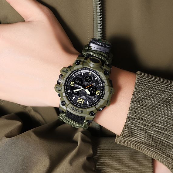 Чоловічий годинник Skmei 1155BNAG Army Green | Зображення 4