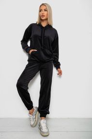 Спортивный костюм женский велюровый, цвет черный, 241R1530-5