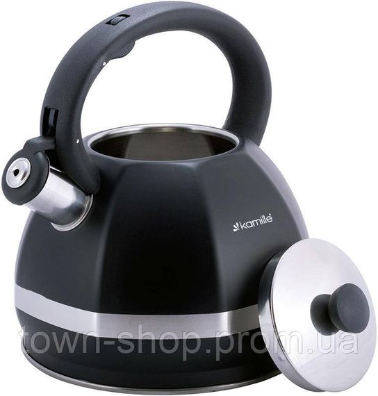Чайник Kamille Marshmallow 3л из нержавеющей стали со свистком, черный KM-1078 | Зображення 2