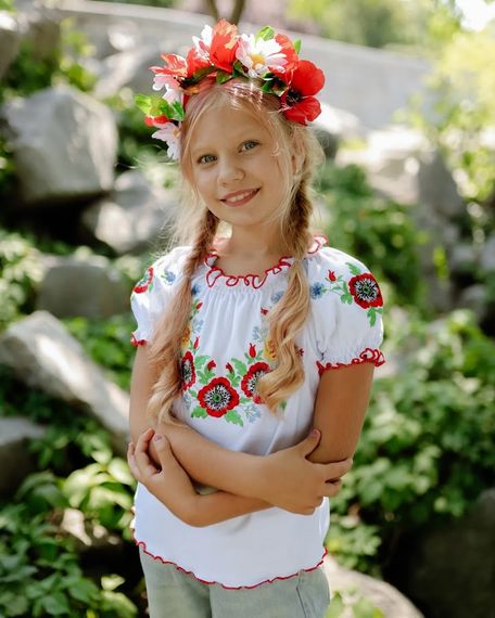 Вишиванка для дівчинки з коротким рукавом Носи своє 110 Білий (p-11555-125847) | Зображення 4