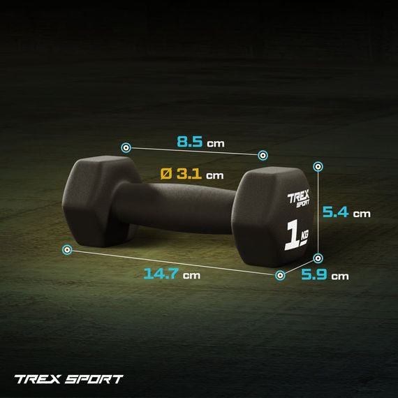 Гантели для фитнеса неопреновые TREX Sport TX-010VD 2x1кг | Зображення 5