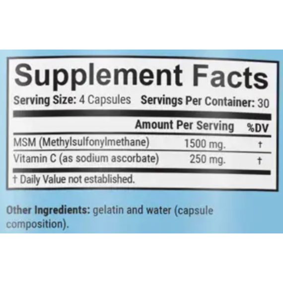 Хондропротектор (для спорту) GARO Nutrition MSM + Vitamin C 120 Caps | Зображення 1