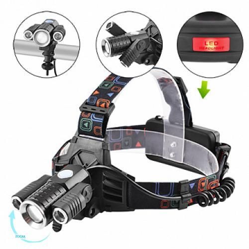 Ліхтар налобний Police W602-T6+2XPE 2x18650, zoom, ЗУ 220V/12V, Box