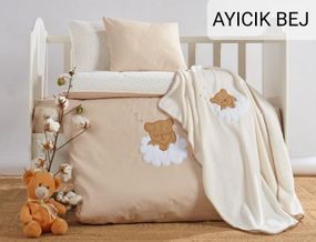 Детское постельное белье с плюшевым пледом Elita Baby в кроватку Ayicik Bej