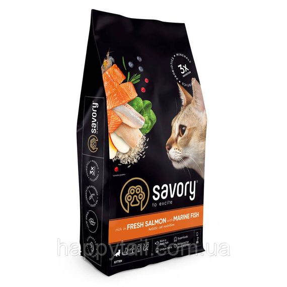 Корм сухий Savory Kitten rich in Fresh Salmon with Marine Fish для кошенят всіх порід зі свіжим лососем та морською рибою 8