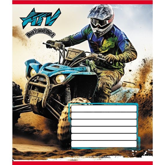 Зошит учнівський "Квадроцикли" 012-510232C-3 в косу лінію, 12 аркушів