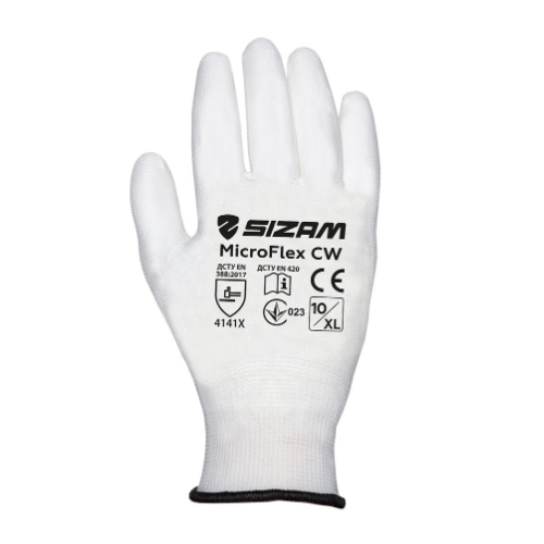 Рукавички MicroFlex CW трикотаж PU-покриття неповний облив р.10(XL) білий Сизам | Зображення 1
