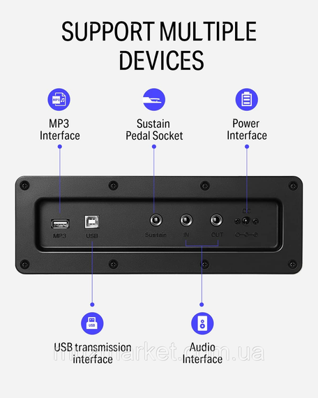 Цифрове піаніно Donner DDP-100 WH (стійка, 3 педалі, пюпітр, блок живлення) | Зображення 5
