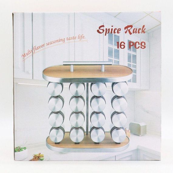 Набір баночок для спецій 16 шт, на підставці / Органайзер для зберігання приправ / Ємності для спецій | Зображення 9