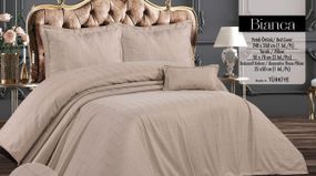 Покривало з бахромою Kayra 240х260 см. Bianca капучіно