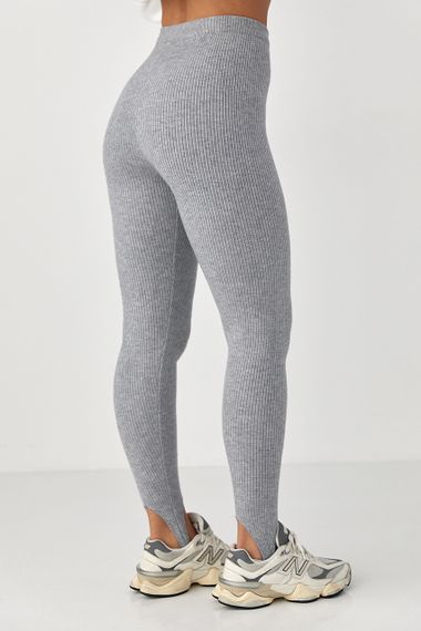 Утеплені лосини в рубчик зі штрипками - сірий цвет, ONE SIZE (є розміри) | Зображення 1