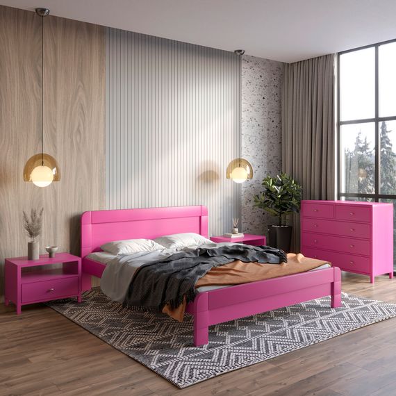 Двоспальне дерев&#039;яне ліжко Mebigrand Тоскана Рожевий (S2060R30B) 160х190 см (MBG-3630)